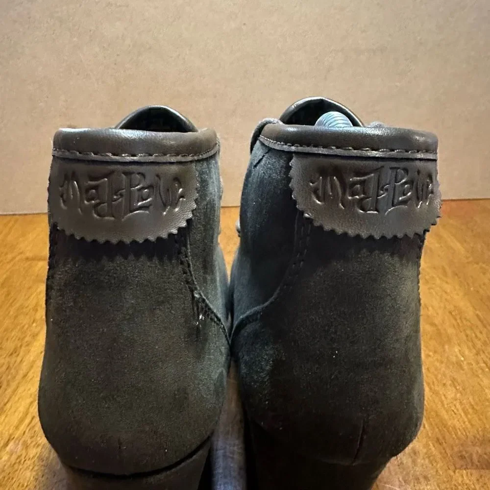 Mad Love Womens Green Wedge Heel Lace Up suede Ankle Boots shoes size 6